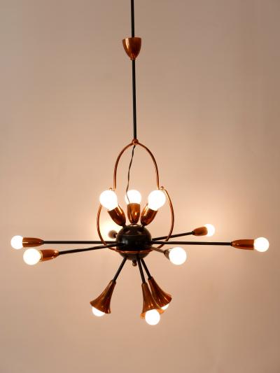 Exceptional Twelve Flamed Sputnik Chandelier or Pendant Lamp Austria 1950s