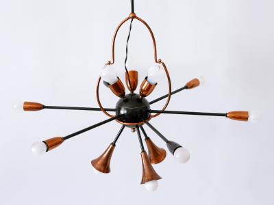 Exceptional Twelve Flamed Sputnik Chandelier or Pendant Lamp Austria 1950s