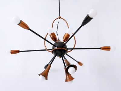Exceptional Twelve Flamed Sputnik Chandelier or Pendant Lamp Austria 1950s