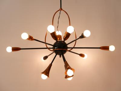 Exceptional Twelve Flamed Sputnik Chandelier or Pendant Lamp Austria 1950s