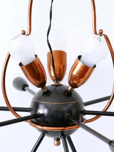 Exceptional Twelve Flamed Sputnik Chandelier or Pendant Lamp Austria 1950s