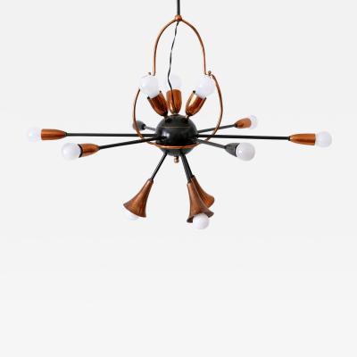 Exceptional Twelve Flamed Sputnik Chandelier or Pendant Lamp Austria 1950s