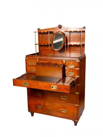 Exceptional Victorian Teak Campaign Chest