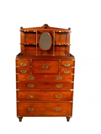 Exceptional Victorian Teak Campaign Chest
