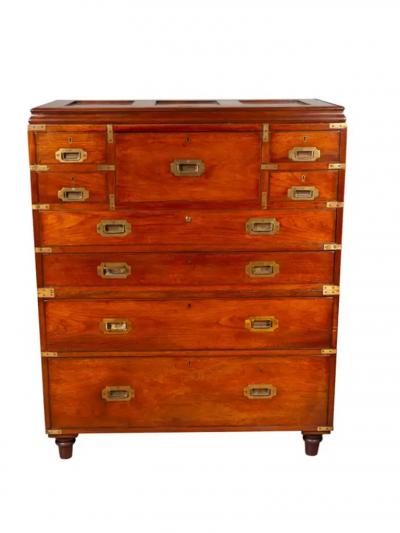 Exceptional Victorian Teak Campaign Chest