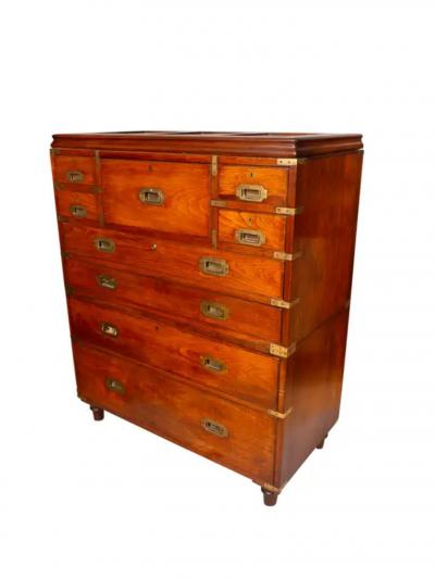 Exceptional Victorian Teak Campaign Chest