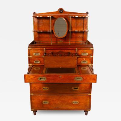 Exceptional Victorian Teak Campaign Chest