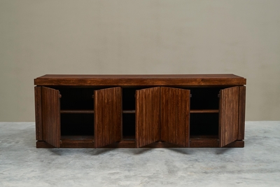 Exceptional and Unique Freestanding Sideboard in Solid Oak Belgium 1970