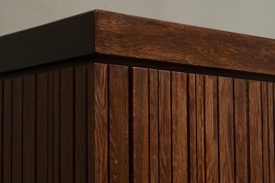 Exceptional and Unique Freestanding Sideboard in Solid Oak Belgium 1970