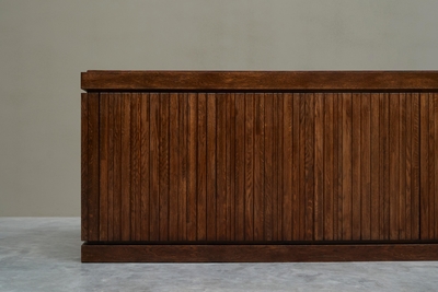 Exceptional and Unique Freestanding Sideboard in Solid Oak Belgium 1970