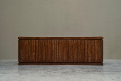 Exceptional and Unique Freestanding Sideboard in Solid Oak Belgium 1970