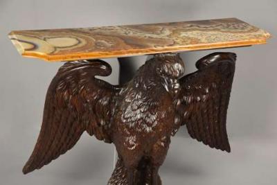 Exceptional large 18thc carved walnut eagle table or eagle carving