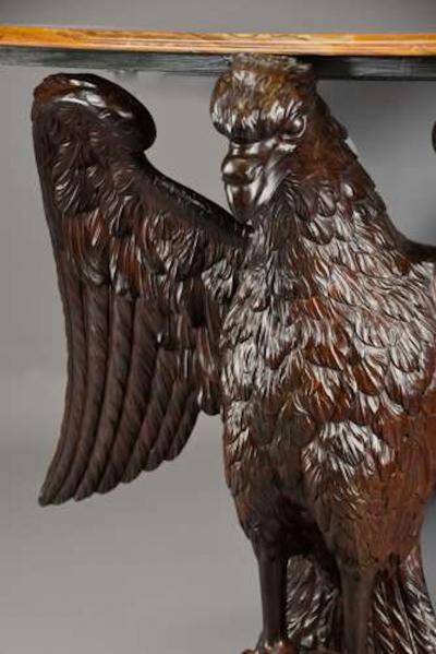 Exceptional large 18thc carved walnut eagle table or eagle carving