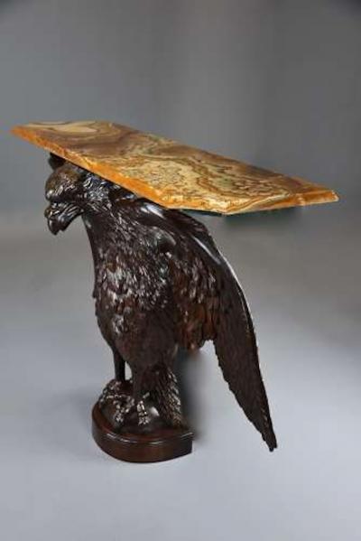 Exceptional large 18thc carved walnut eagle table or eagle carving