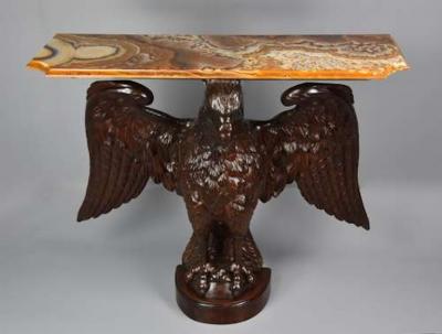 Exceptional large 18thc carved walnut eagle table or eagle carving
