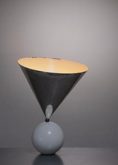 Exceptional marble and chrome table lamp