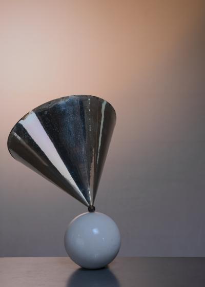 Exceptional marble and chrome table lamp
