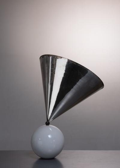 Exceptional marble and chrome table lamp