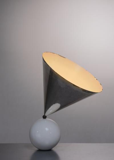 Exceptional marble and chrome table lamp