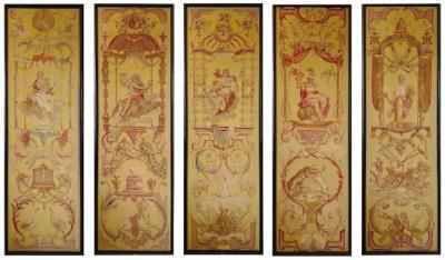 Exceptional set of 5 Aubusson tapestries The Seasons 