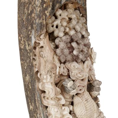 Exceptional woolly mammoth tusk carved in traditional Chinese style