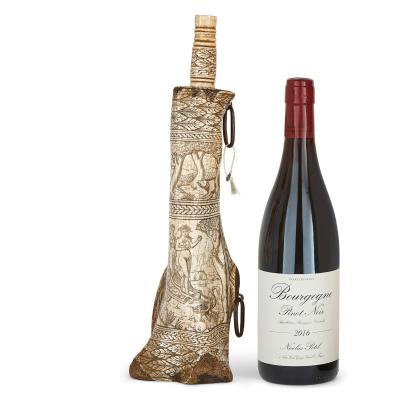 Exceptionally detailed 19th century carved bone gunpowder flask