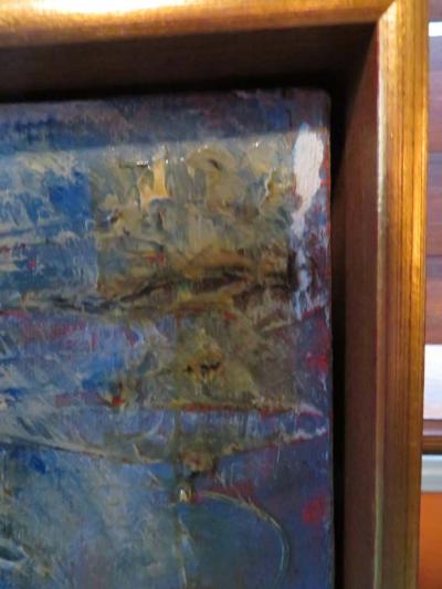 Exciting Gino Hollander Style Abstract Oil Painting Mid Century Modern
