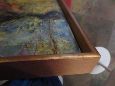 Exciting Gino Hollander Style Abstract Oil Painting Mid Century Modern