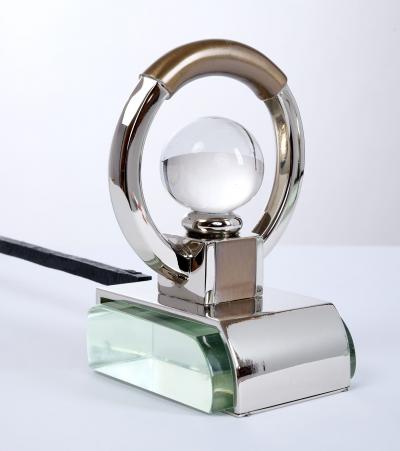 Excptional Pair of Cristal and Glass Andirons France 1930s