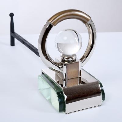 Excptional Pair of Cristal and Glass Andirons France 1930s