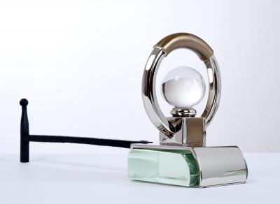 Excptional Pair of Cristal and Glass Andirons France 1930s