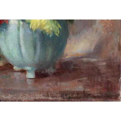 Exene Reed Meyersahm Vintage Still Life Oil Painting of Flowers by Exene Reed Meyersahm 1886 1978 