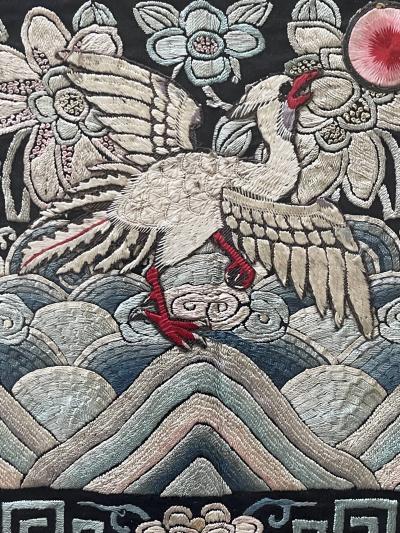 Exhibited Framed Chinese Qing Dynasty Embroidered Fifth Rank Badge