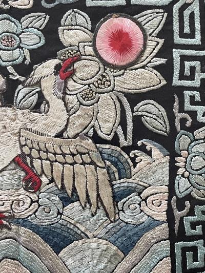 Exhibited Framed Chinese Qing Dynasty Embroidered Fifth Rank Badge