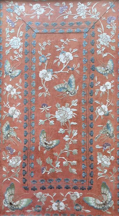 Exhibited Framed Fine Chinese Embroidery Silk Panel Qing Dynasty