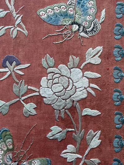 Exhibited Framed Fine Chinese Embroidery Silk Panel Qing Dynasty