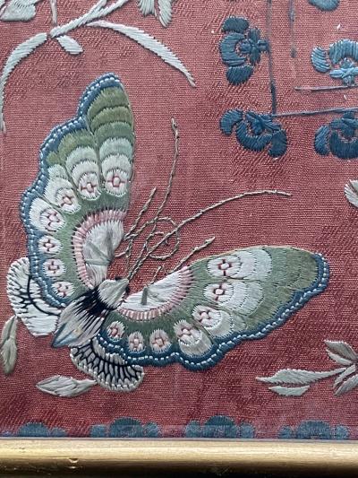 Exhibited Framed Fine Chinese Embroidery Silk Panel Qing Dynasty