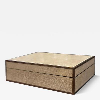 Exotic Ivory Shagreen and Macassar Ebony Box with Bone Inlay