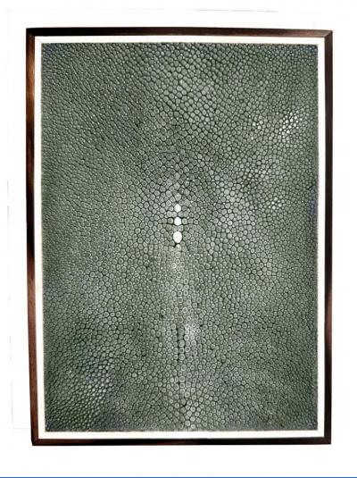 Exotic Turquoise Shagreen and Macassar Ebony Box with Bone Inlay