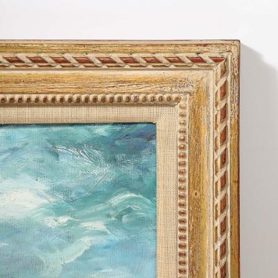 Expressionist Mid Century Landscape of Cyclists in Oil on Canvas