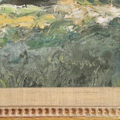 Expressionist Mid Century Landscape of Cyclists in Oil on Canvas