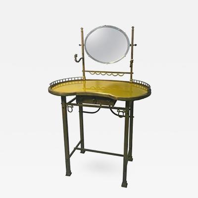 Exquisite 19th Century French Vanity with Hand Painted Yellow Glass Top