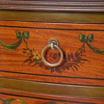 Exquisite Antique Adams Style Hand Painted Satinwood Sideboard Credenza