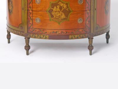 Exquisite Antique Adams Style Hand Painted Satinwood Sideboard Credenza
