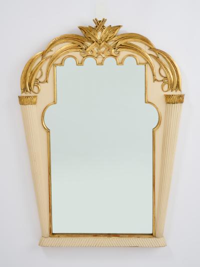 Exquisite Carved Wood Mirror with Gold Leaf Highlights 1920s