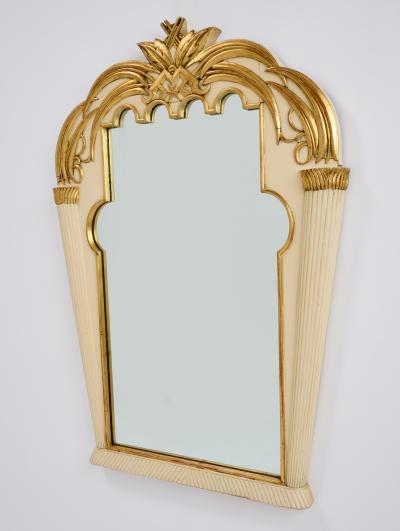 Exquisite Carved Wood Mirror with Gold Leaf Highlights 1920s