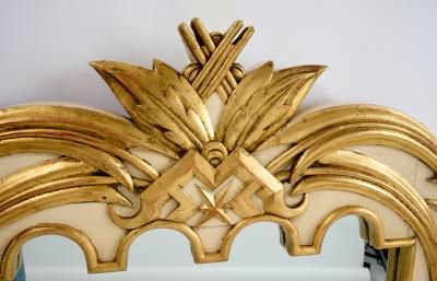 Exquisite Carved Wood Mirror with Gold Leaf Highlights 1920s