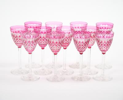 Exquisite Early 20th Cent Baccarat Diamond Cut Crystal Barware Tableware Service