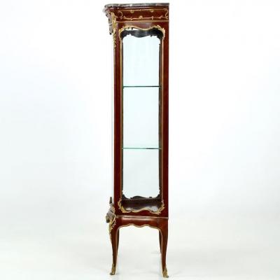 Exquisite French Louis XV Ormolu Mounted Kingwood Vitrine Cabinet c 1880
