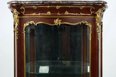 Exquisite French Louis XV Ormolu Mounted Kingwood Vitrine Cabinet c 1880